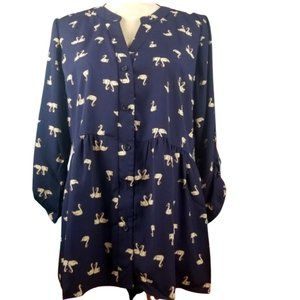 Jessy B. Swan button up babydoll style blouse